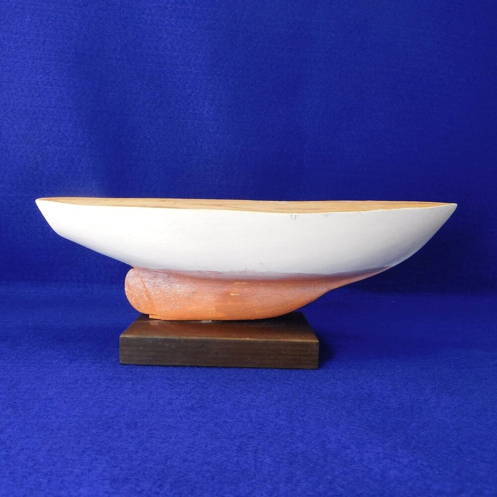 Unfinished Handcrafted Wooden Model Boat On Base Sailboat Sloop Yacht Hull Base